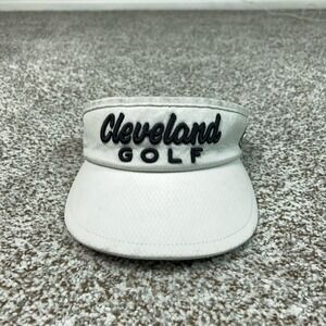 Cleveland Golf Hat Visor Strap Back White Black Embroidered Sun Athletic Mens